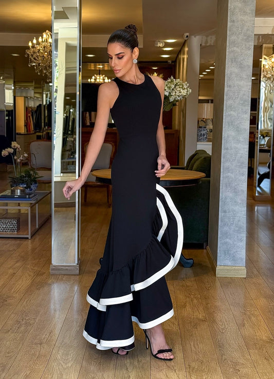 Sexy Sleeveless round Neck Solid Color Stringy Selvedge Dress