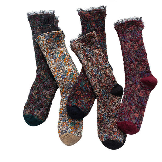 Women Cotton Lolita Style 5 Pairs Socks