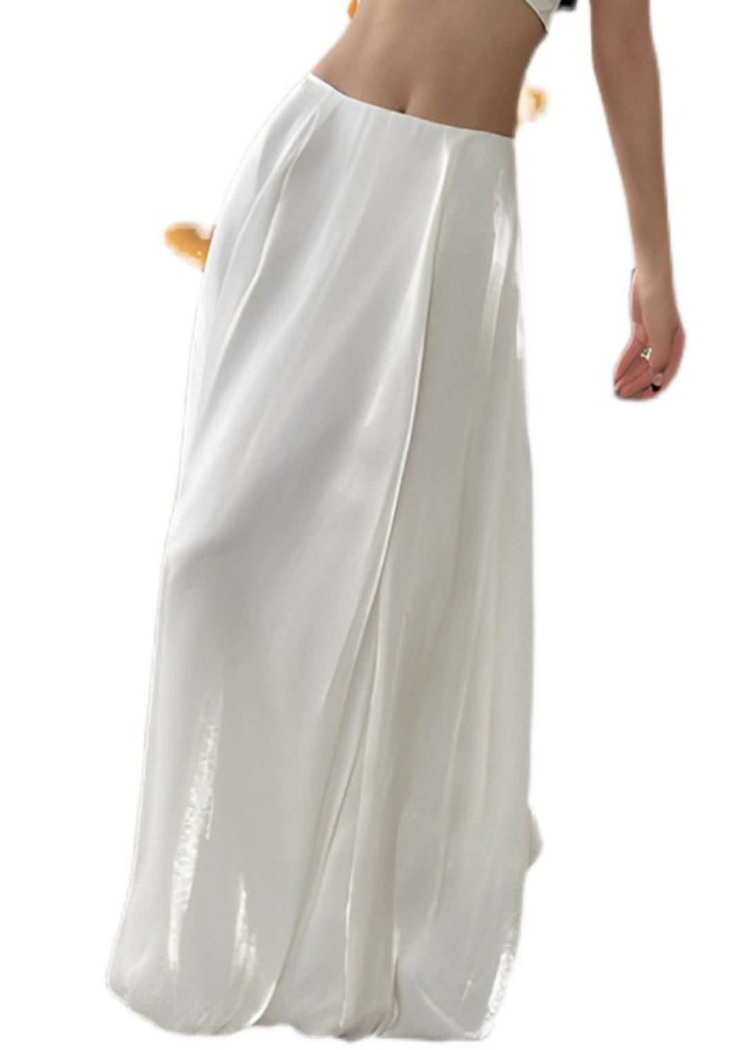 Bohemian White Solid High Waist Silk Skirts Summer