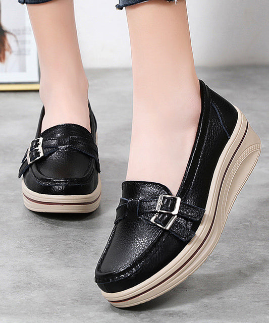 Casual Splicing Platform Penny Loafers Red Cowhide Leather