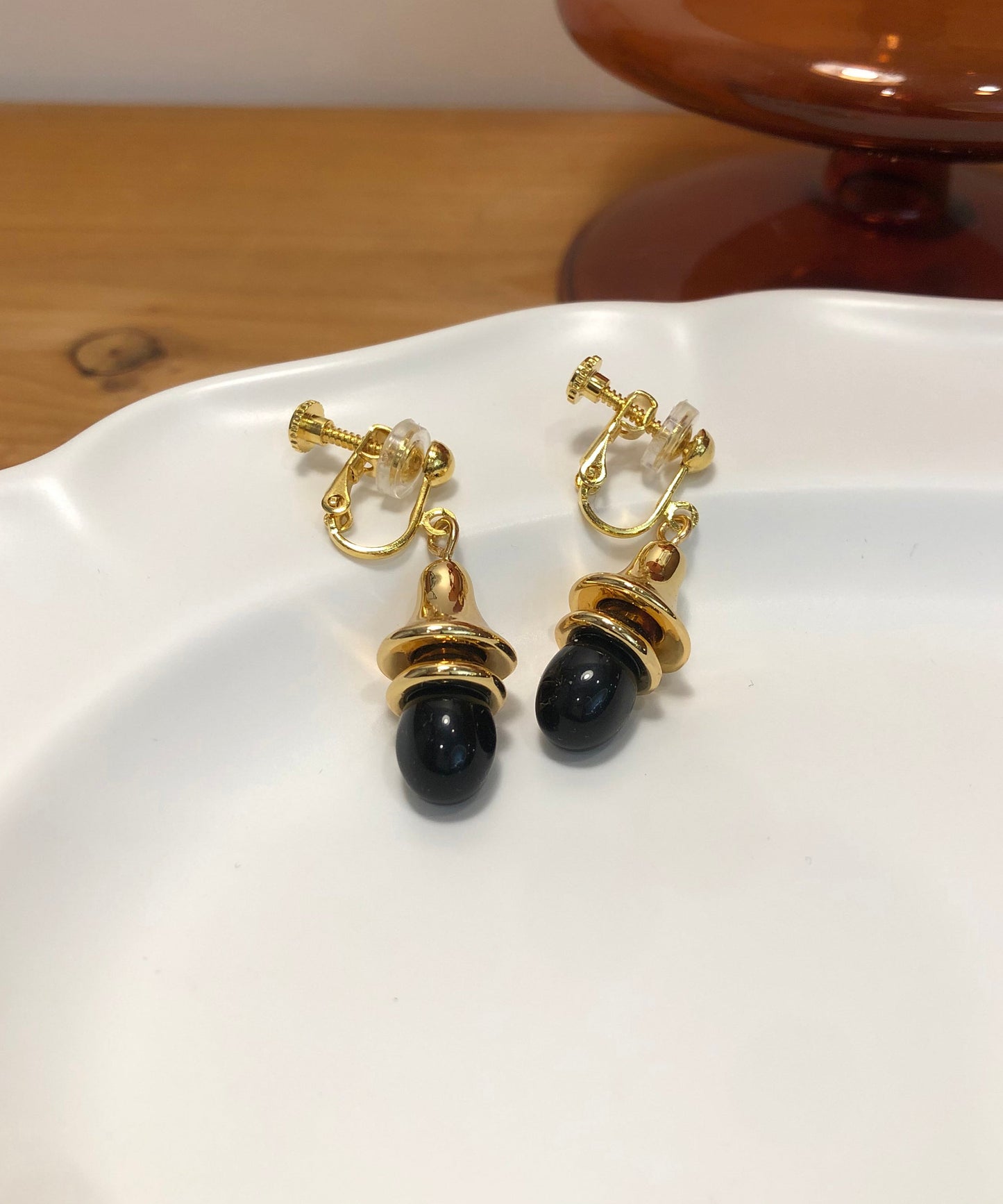 Stylish Gold Copper Overgild Agate Drop Earrings