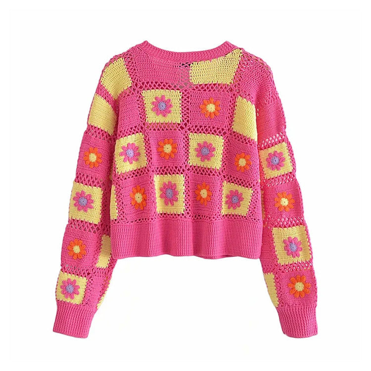New Flower Crochet sweater cardigan jacket 7250