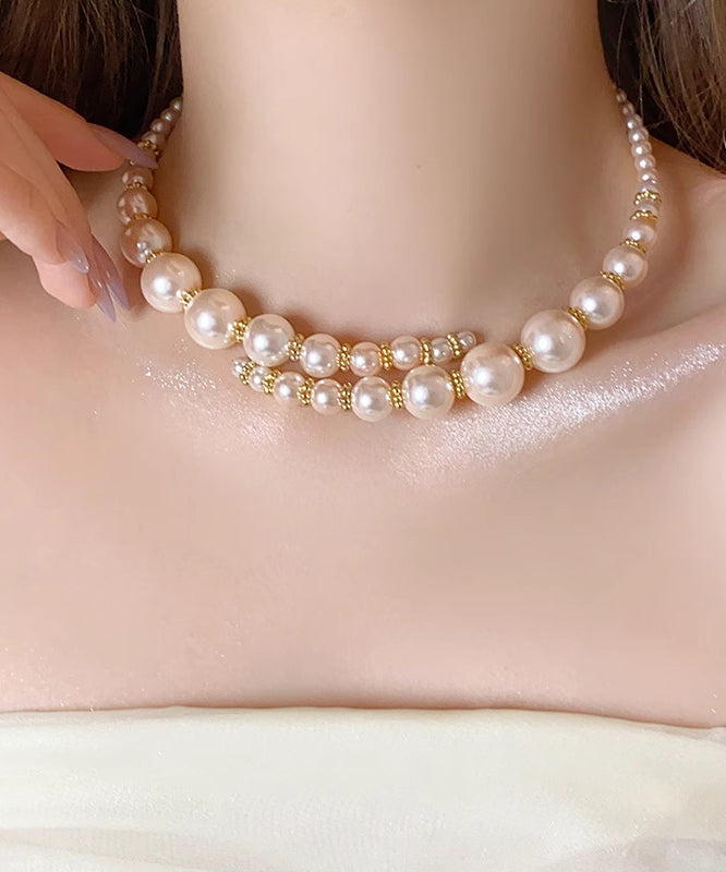 Chic White Alloy Pearl Beading Collar Necklace