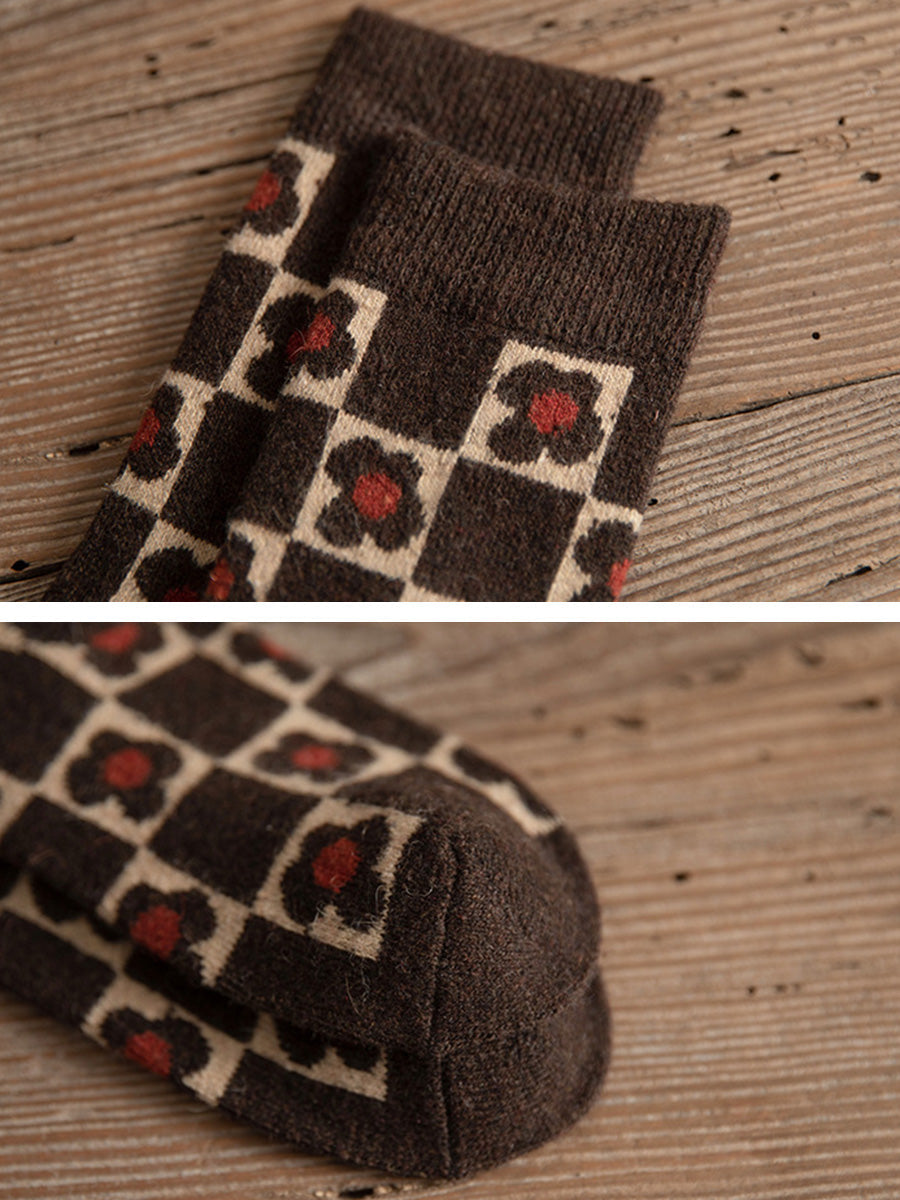 6 Pairs Women Winter Warm Mid Tube Thickened Wool Socks