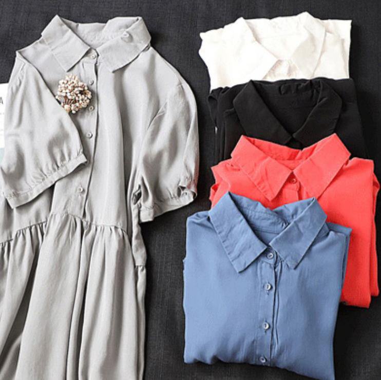 Bohemian lapel Cinched Tunic Tunic Tops blue Dresses