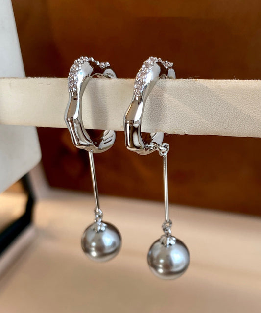 Chic Gold Zircon Pearl Tassel Drop Earrings