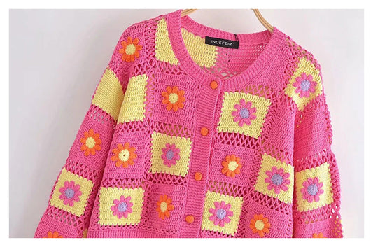 New Flower Crochet sweater cardigan jacket 7250