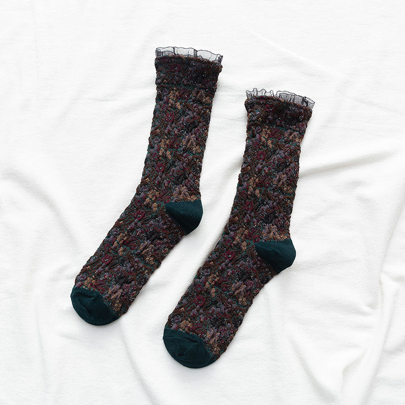 Women Cotton Lolita Style 5 Pairs Socks