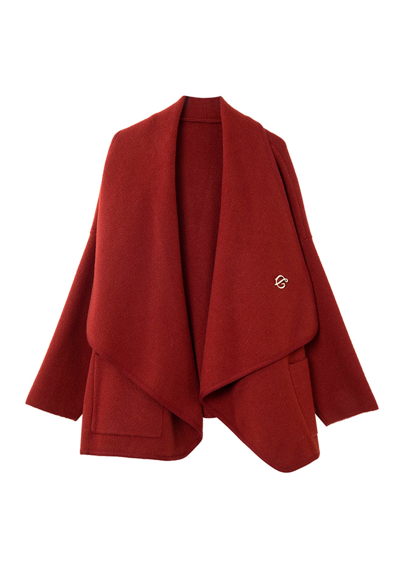 Chic Red Peter Pan Collar Pockets Woolen Cardigans Coat Spring