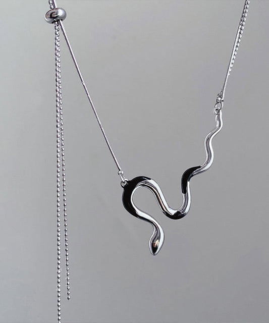 Boutique Silk Stainless Steel Double-Layer Serpentine Pendant Necklace