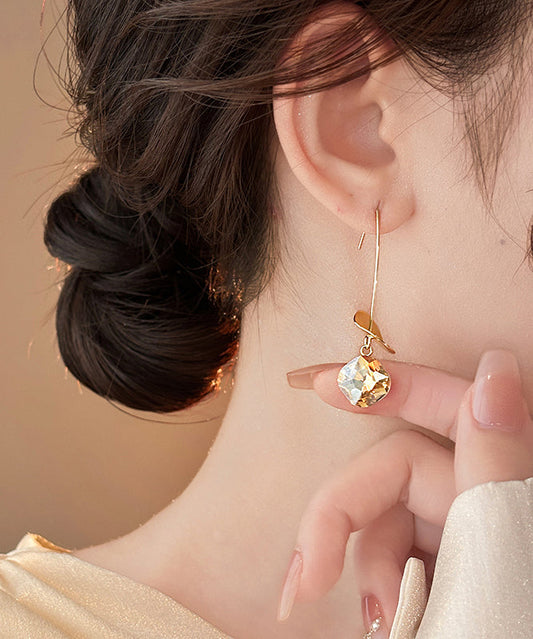 2025 Gold Copper Alloy Zircon Sequins Drop Earrings