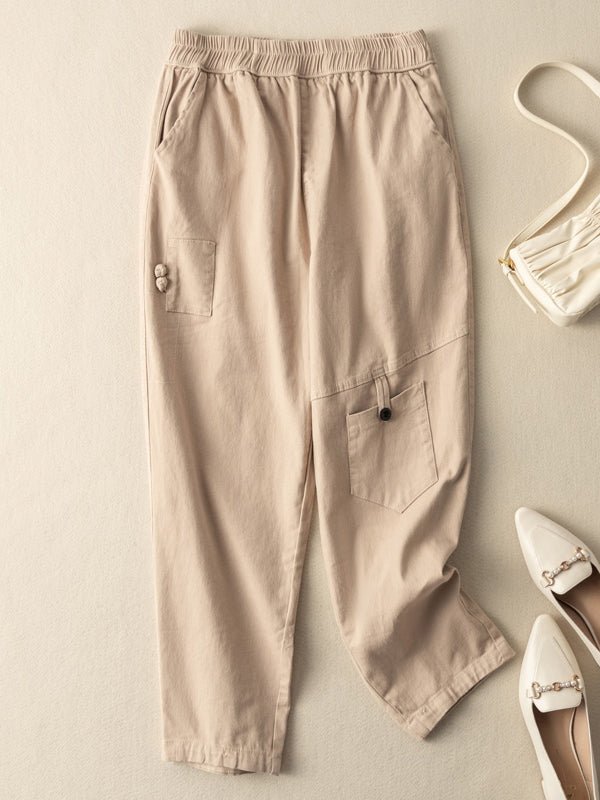 100% Natural Fabric Loose Harem Pants With Pockets