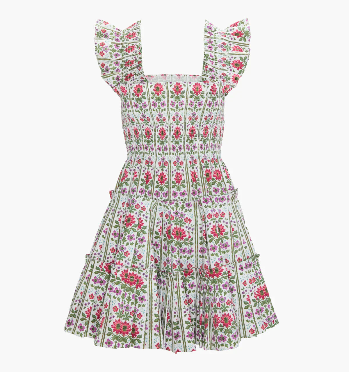 Couturebudthe Charlotte Nap Dress - Green Floral Block Stripe