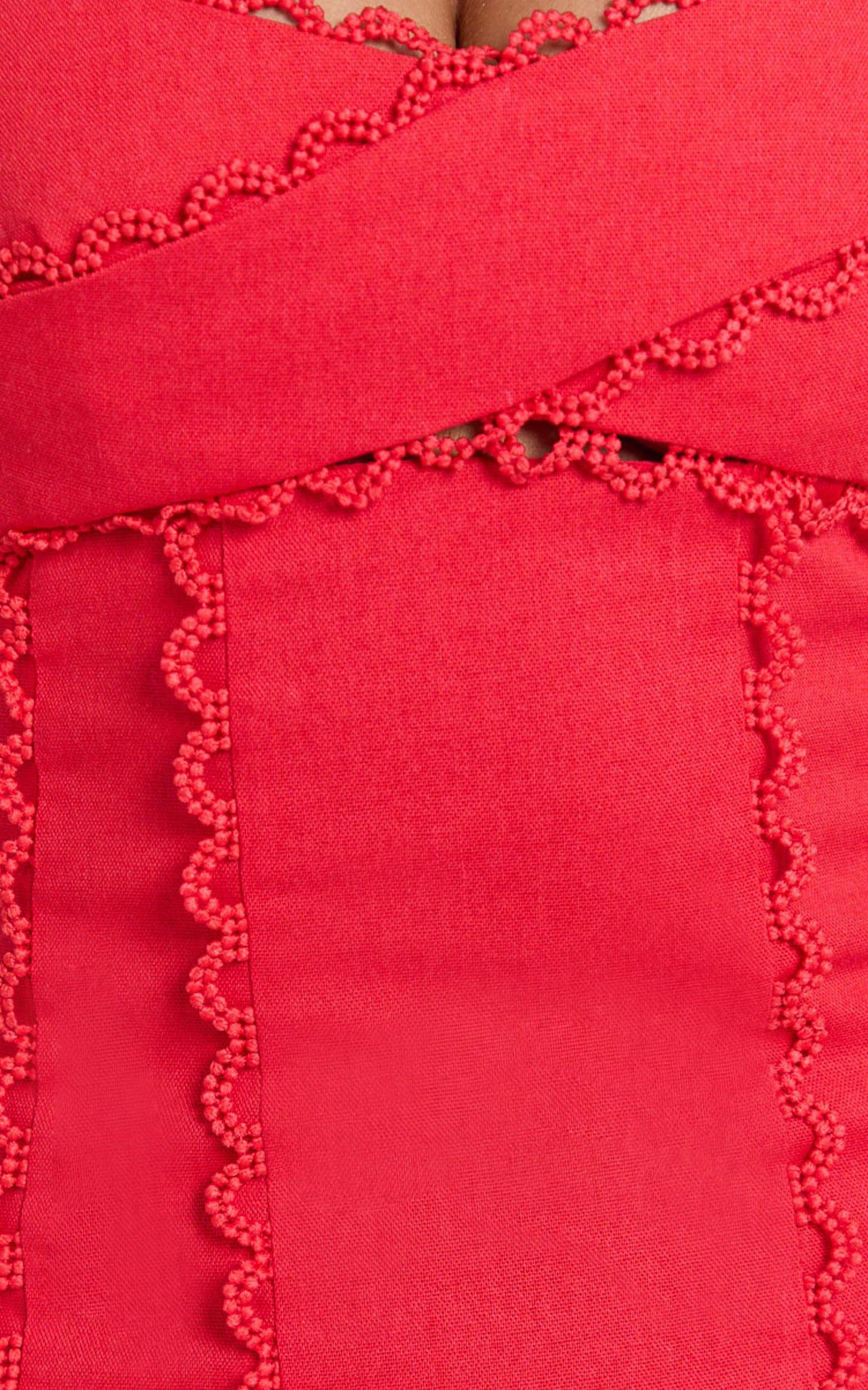 Sweetheart Tie Back Scallop Detail Dress in Red Showpo Exclusive