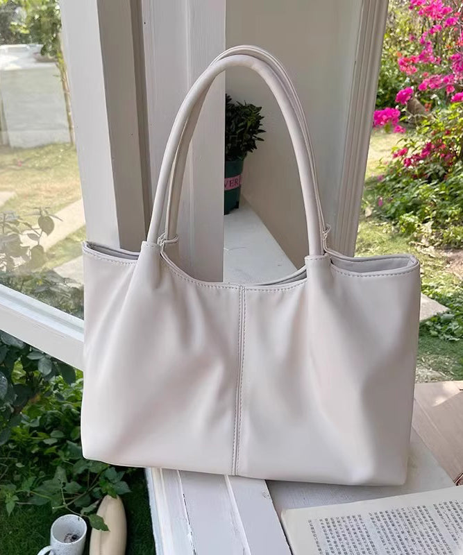 Casual White Large Capacity Faux Leather Satchel Handbag