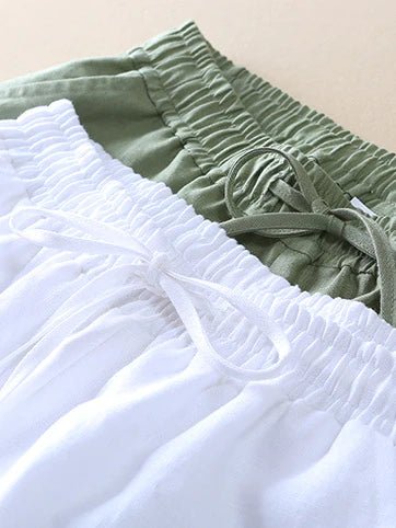 Casual Solid Color Ninth Lantern Linen Pants
