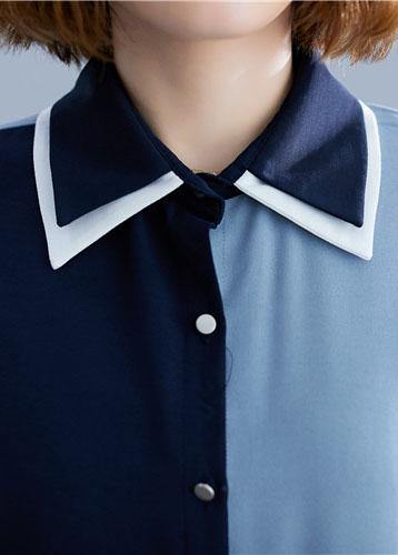Chic blue Cotton clothes patchwork summer shirt Dress
