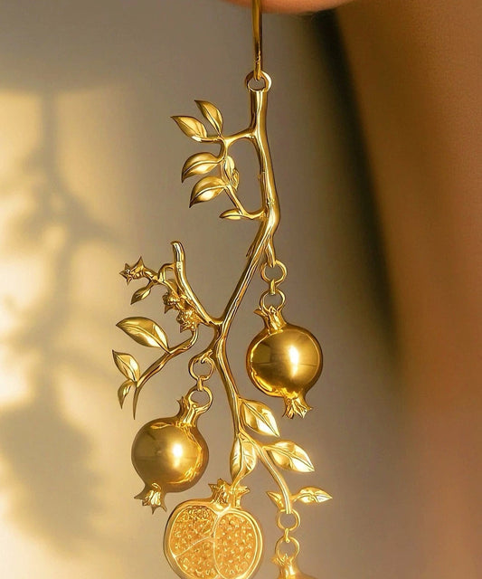 DIY Gold Copper Alloy Pomegranate Drop Earrings