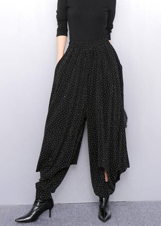 Luxury Minimalism Lantern Pants With Textured Gold Pattern