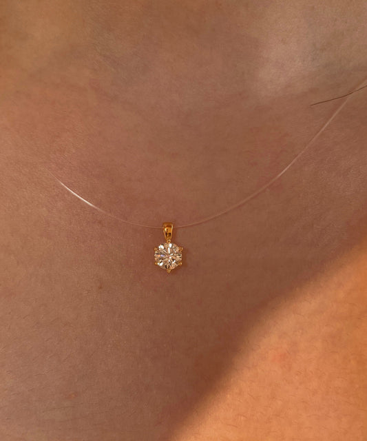 Simple Silk Zircon Mermaid's Tear Alloy Pendant Necklace