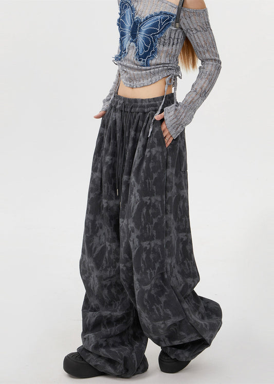 Grey Tie Dye Corduroy Pants Oversized Spring