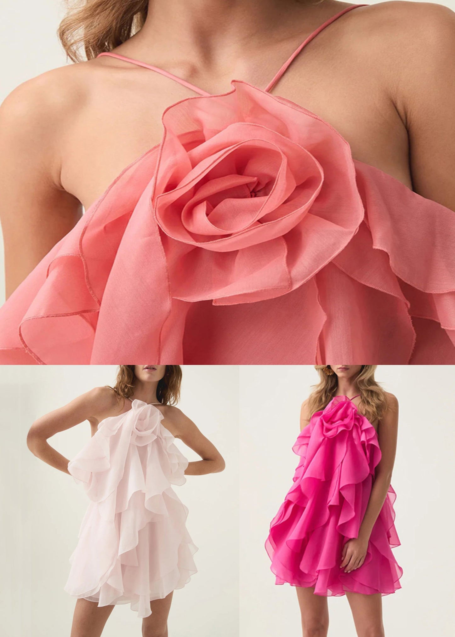 Floral Rose Backless Solid Cotton Mini Dresses Summer