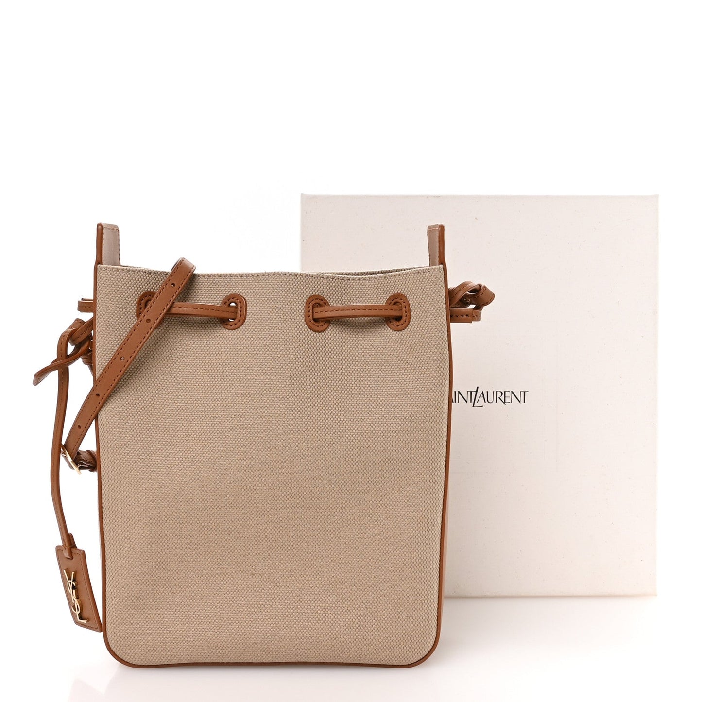 Canvas Calfskin Small Bucket Bag Desert Dust Brick