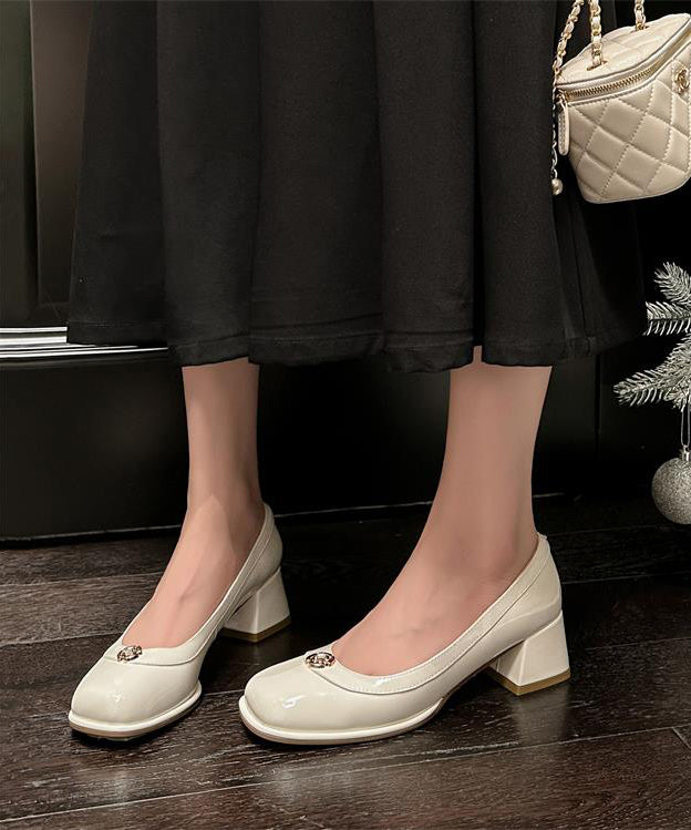 Elegant Comfortable Versatile Black Splicing Chunky Heel