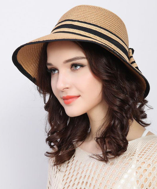 Korean Version White Versatile Foldable Straw Woven Bucket Hat