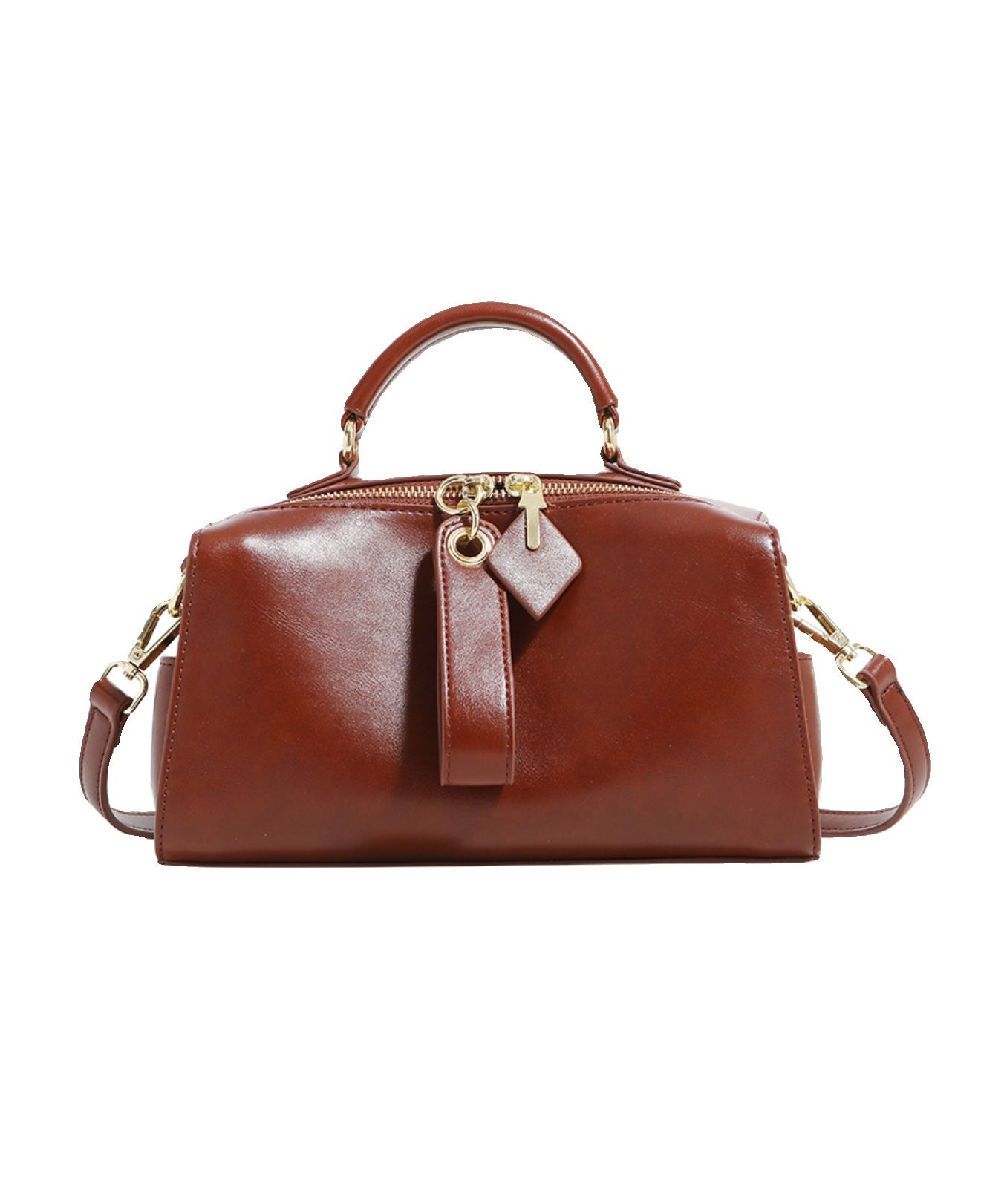 Fashion Caramel Solid Durable Calf Leather CrossBody Bag