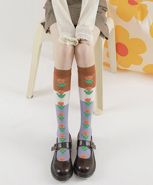 Autumn Winter New Sweet Jacquard Over The Calf Socks