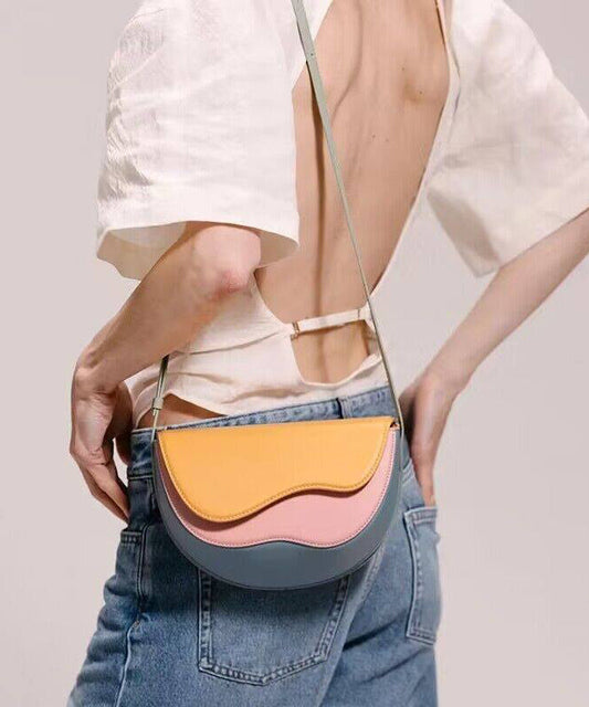 Women Colorblock Asymmetrical Faux Leather Micro Bag