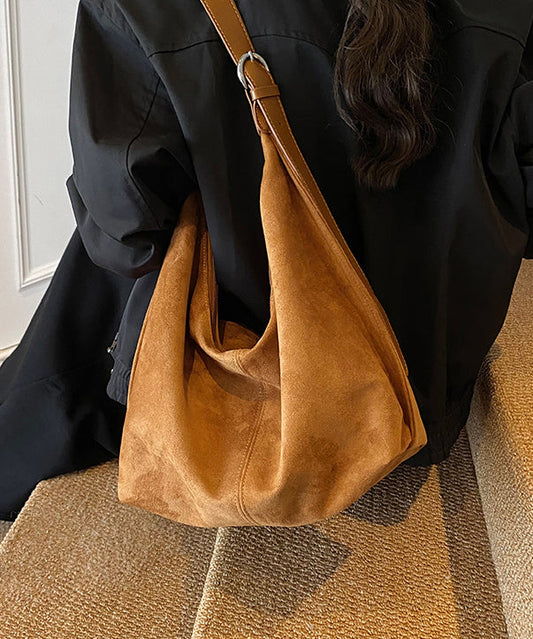 Boutique Coffee Suede Large Capacity Shoulder Bag