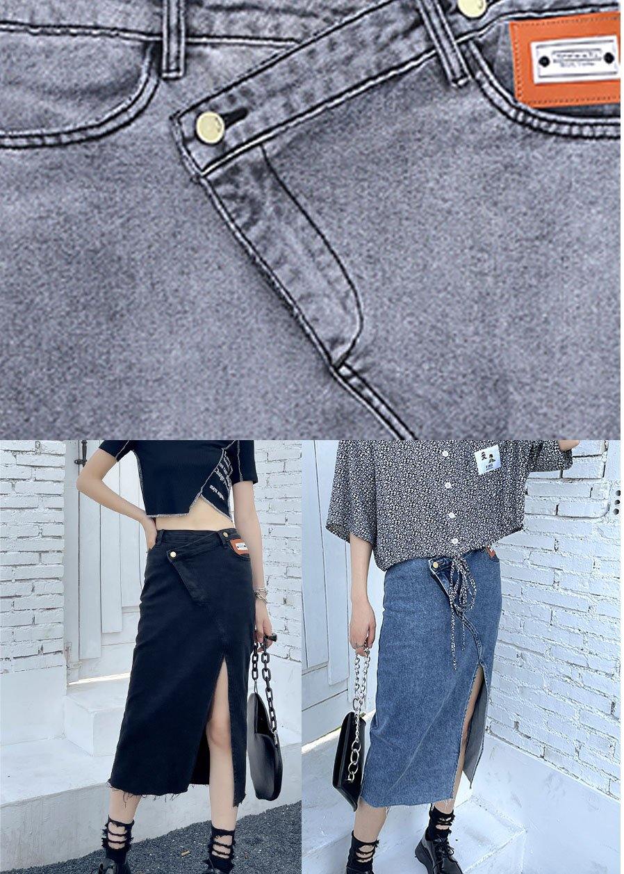 Classy Blue Cozy asymmetrical design Skirts Denim Casual