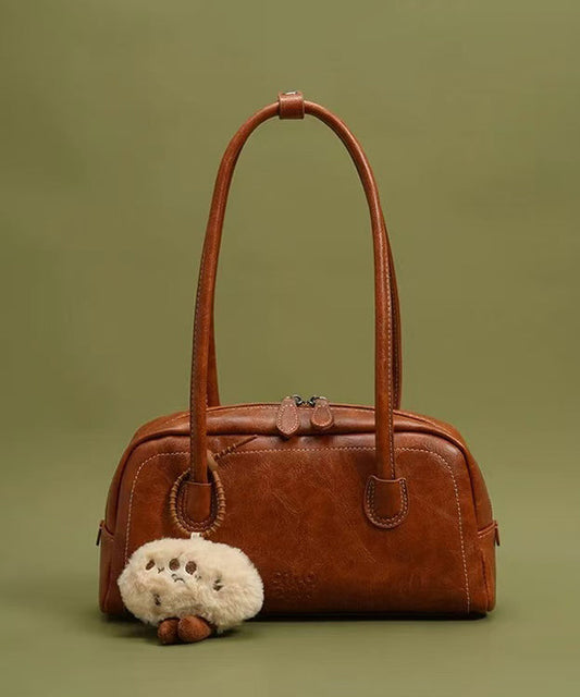 Women Chocolate Cute Plush Toy Faux Leather Satchel Handbag