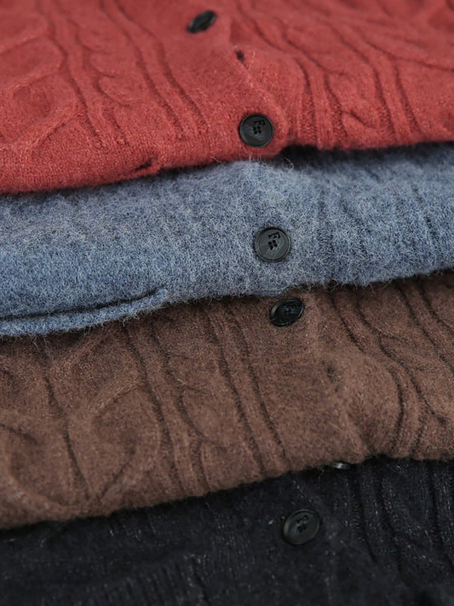 Plus Size - Knitted Irregular Hem Breasted Cardigans Sweater