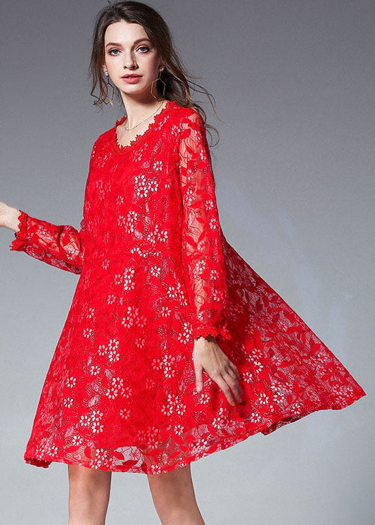 Elegant Fall Lace Dress Plus Size Clothing