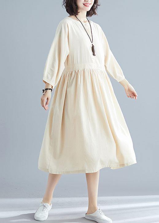 Bohemian nude linen clothes For Women bracelet sleeved cotton Dresses
