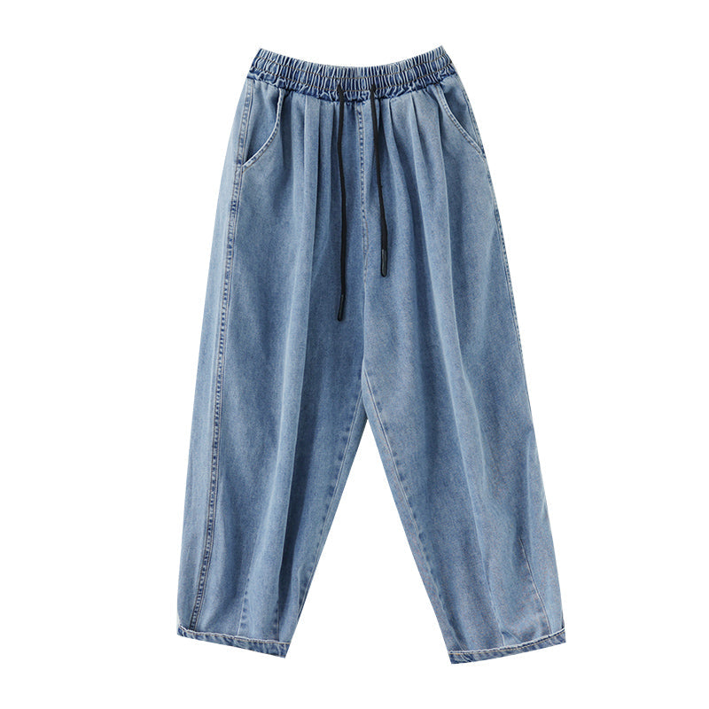 Women Summer Plain Cotton Jeans