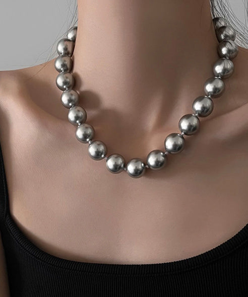 Chic Grey Pearl Original Design Collar Necklace