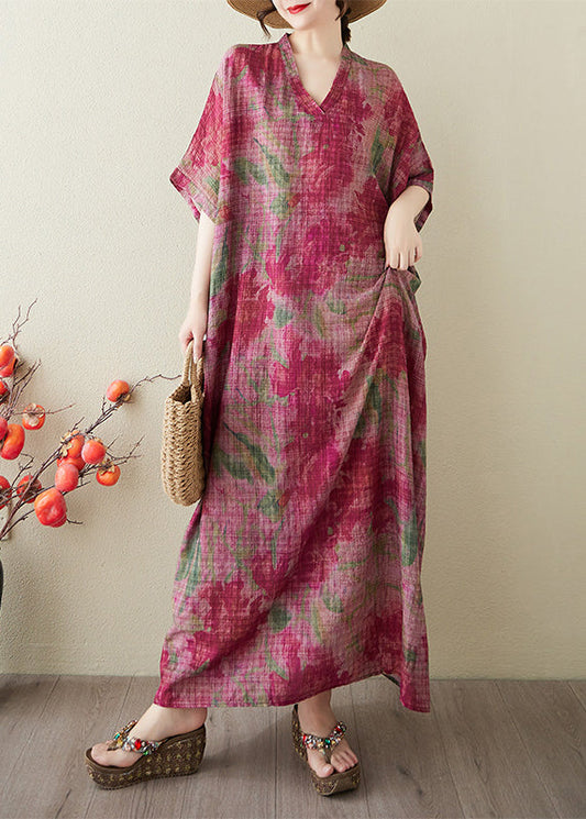 Boutique Red Oversized Tie Dye Cotton Holiday Dress Summer
