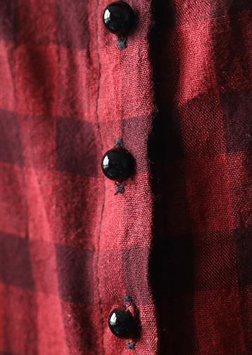 Bohemian lapel Cinched summer dress Work black plaid Maxi Dresses