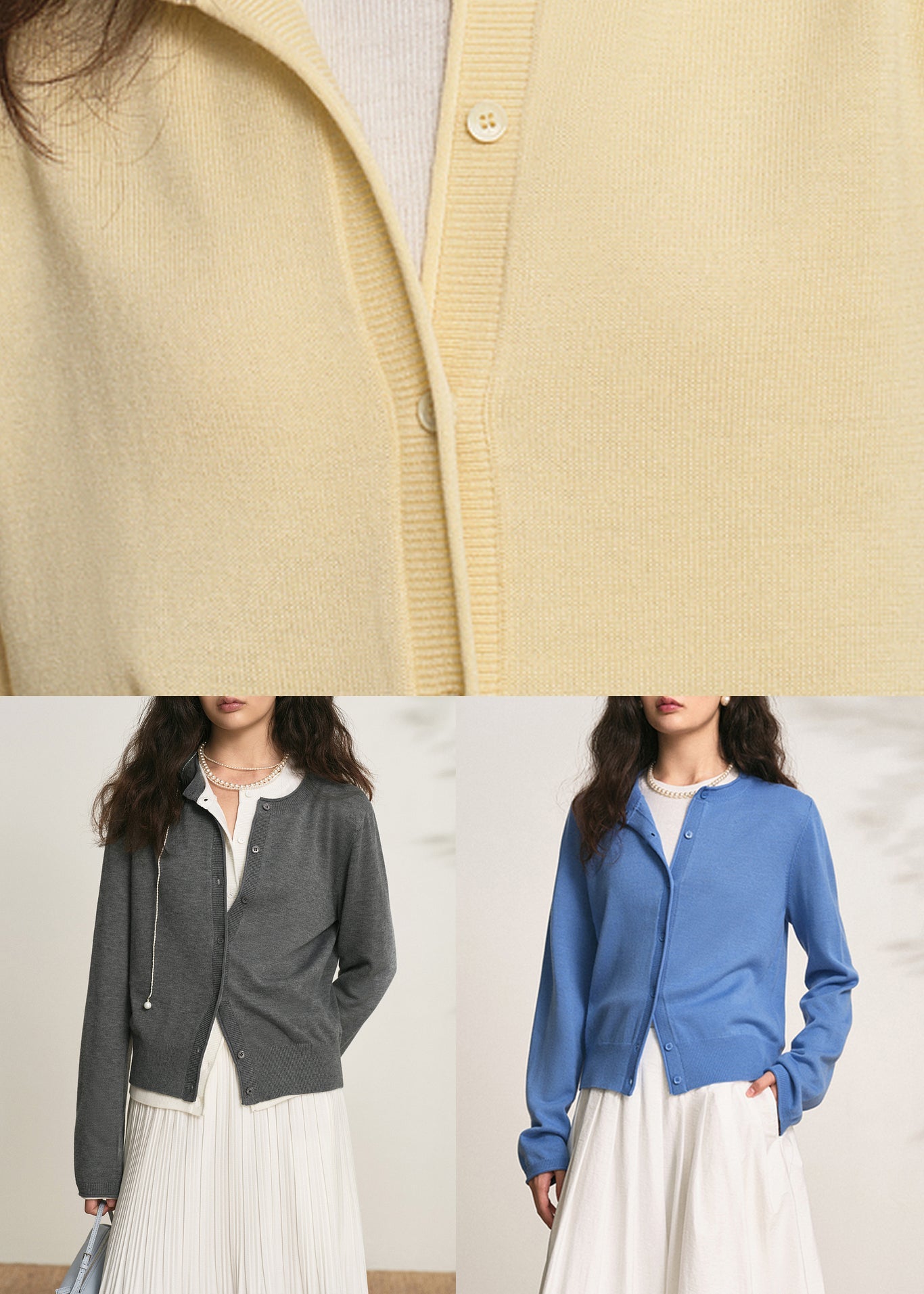 Women Dark Gray O Neck Button Knit Cardigan Fall