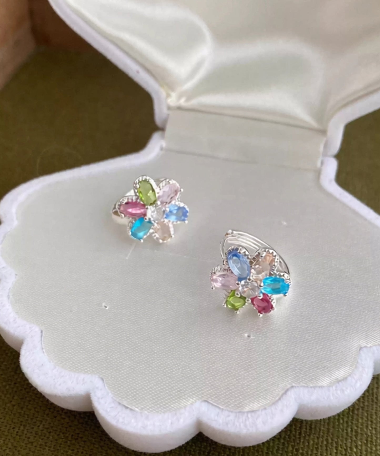 Art Rainbow Copper Overgild Floral Hoop Earrings
