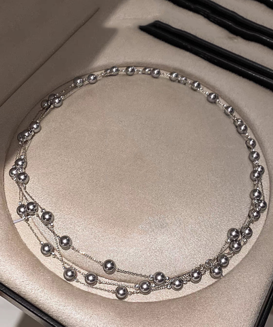 Beach Grey Stelring Silver Baby's Breath Pearl Gratuated Bead Necklace