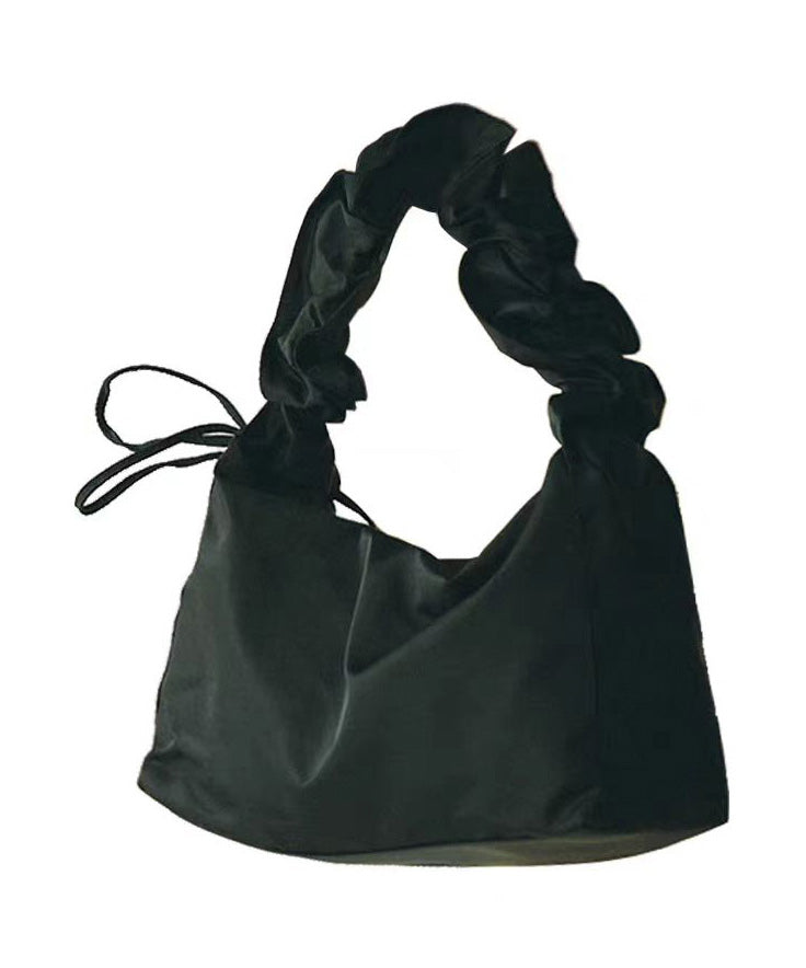 Beautiful Black Wrinkled Nylon Shoulder Bag