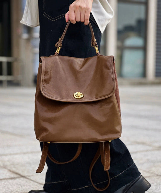 Boutique Black Solid Durable Leather Versatile Womens Backpack Bag