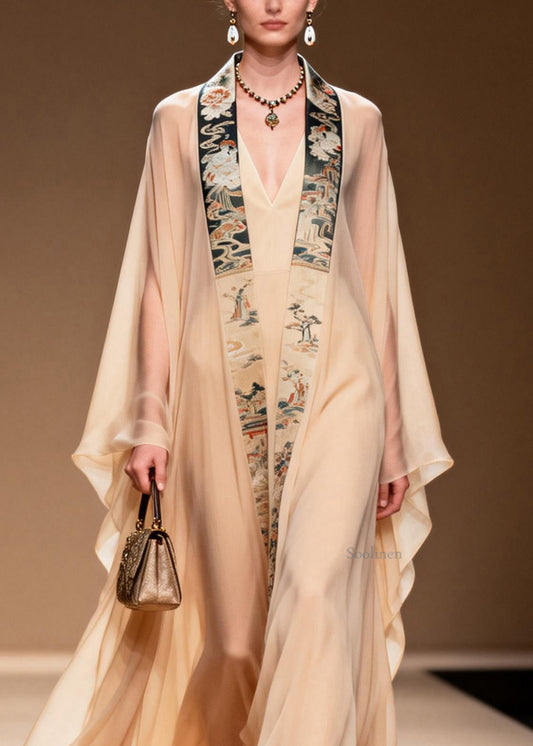Boutique V Neck Print Patchwork Chiffon Two-Piece Set Spring