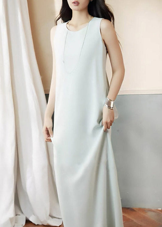 Brief White O-Neck Patchwork Pockets Long Dresses Short Sleeve
