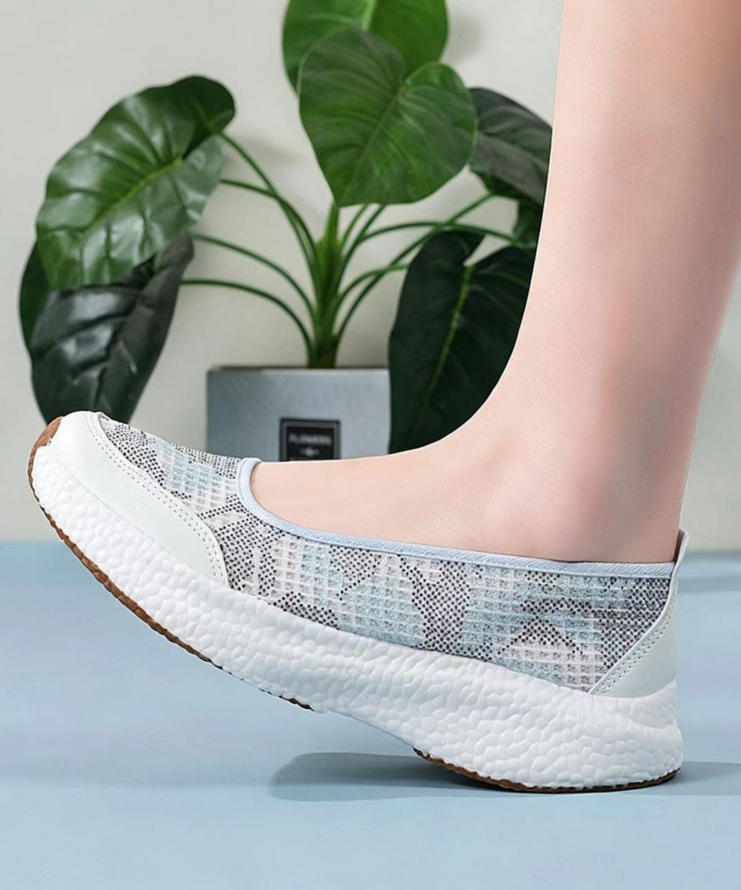 Casual Comfy Platform Flat Shoes Black Breathable Mesh